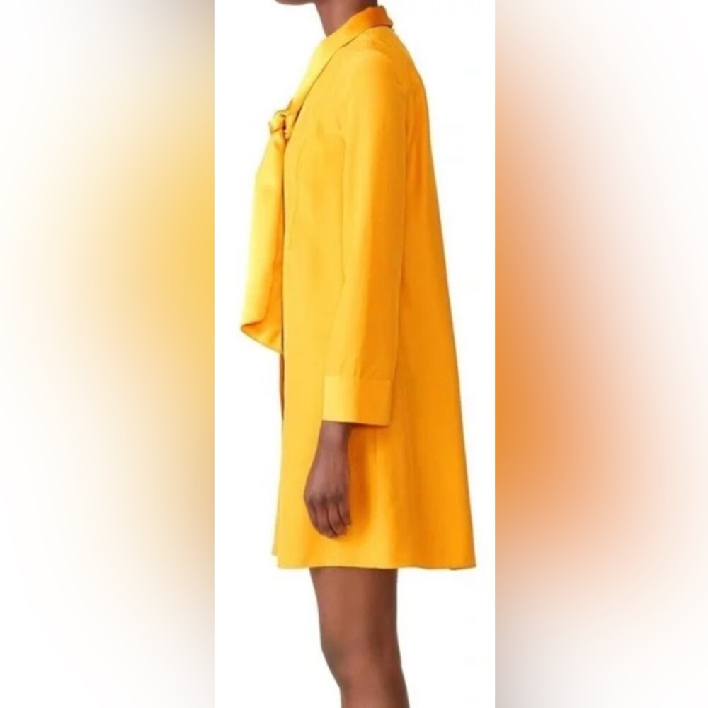 Tory Burch Golden Crest Sophia Silk Dress‎ Long Sleeve Sz 14 Minimalist Feminine - Picture 3 of 10